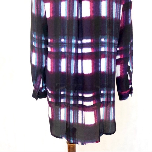 Nine West Jeans Plaid Popover Tunic Top - Picture 6 of 8